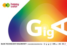 Blok techniczny GigA kolorowy, A2, 10 ark, 220g, Happy Color HA 3722 4060-09 Happy Color