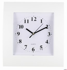 Zegar ścienny plastikowy 25,5x28,5cm, biały z białą tarczą, MPM E01.2499.00 MPM Quality
