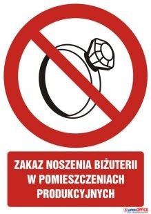 Tabliczka Zakaz noszenia biżuterii ZZ-20Z/11881ZN (X) Reis