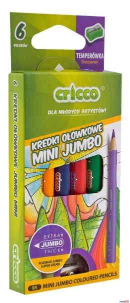 Kredki CRICCO trójkątne MINI JUMBO 6kol.op. kar. z temperówka CR328K6 AX Cricco