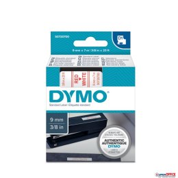 Taśma DYMO D1 - 9 mm x 7 m, czerwony / biały S0720700 do drukarek etykiet (X) Dymo