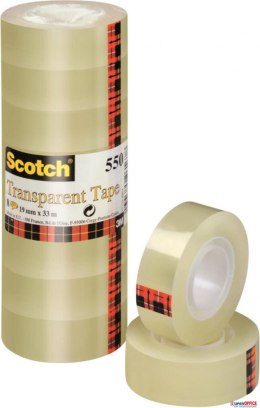 Taśma biurowa SCOTCH (550), 19mm, 33m, w folii, 8szt., transparentna Scotch 3M