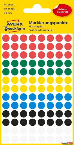 Kółka do zaznaczania mix kolorów 3090 Q8 4 ark Avery Zweckform Avery Zweckform
