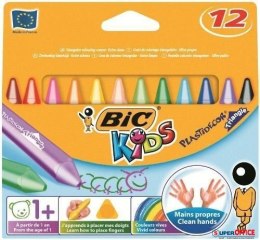 Kredki świecowe BIC Kids Plastidecor Triangle 12 kolorów, 8297732 Bic