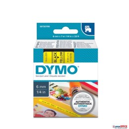 Taśma DYMO D1 - 6 mm x 7 m, czarny / żółty S0720790 do drukarek etykiet Dymo