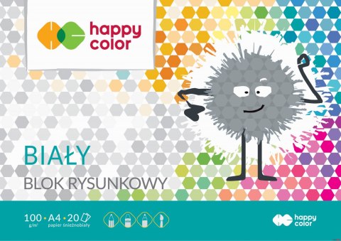 Blok rysunkowy biały A4, 100g, 20 ark, Happy Color HA 3710 2030-0 Happy Color