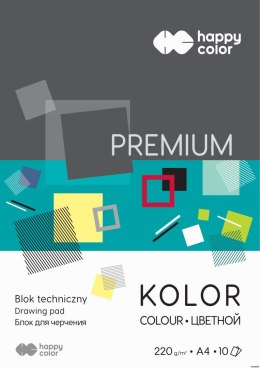 Blok techniczny PREMIUM kolorowy A4, 220g, 10 ark, Happy Color HA 3722 2030-09 Happy Color