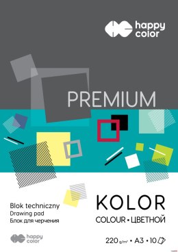 Blok techniczny PREMIUM kolorowy A3, 220g, 10 ark, Happy Color HA 3722 3040-09 Happy Color