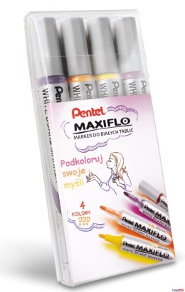 Markery suchościeralne MAXIFLO (4 sztuki) fiolet/brąz/żółty/pomarańczowy MWL5S-4W-EFGV PENTEL komplet Pentel