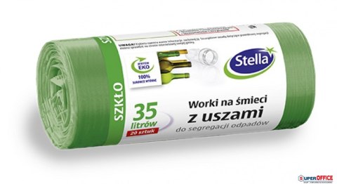 Worki do segregacji SZKŁO zielone z uszami LDPE 35l (20szt.) STELLA 032198 Stella