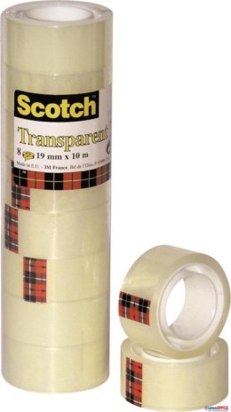Taśma biurowa SCOTCH (550), 19mm, 10m, w folii, 8szt., transparentna Scotch 3M