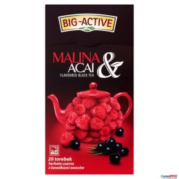 Herbata BIG-ACTIVE Malina & Acai 20 torebek/40g czarna z kawałkami owoców Big-Active
