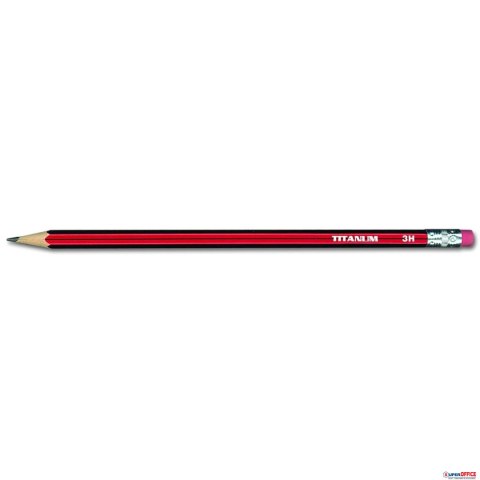 Ołówek techniczny z gumką 3H (12) TITANUM 83721 (X) Titanum