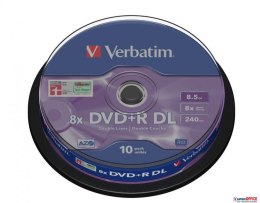 Płyta DVD+R VERBATIM DL CAKE (10) DoubleLayer 8.5GB x8 MattSil 43666 Verbatim