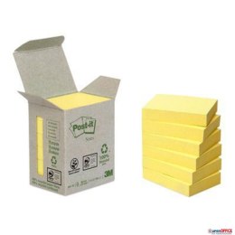 Ekologiczne karteczki samoprzylepne Post-it_ z certyfikatem PEFC Recycled, Żółte, 38x51mm, 6 bloczków po 100 karteczek, Post-It 3M